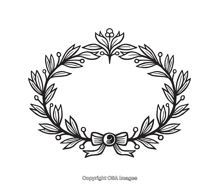 Elegant Black and White Floral Wreath with Decorative Bow Design