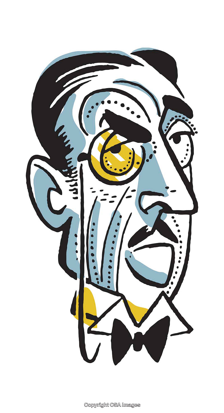 Colorful Artistic Illustration of a Gentleman with a Monocle