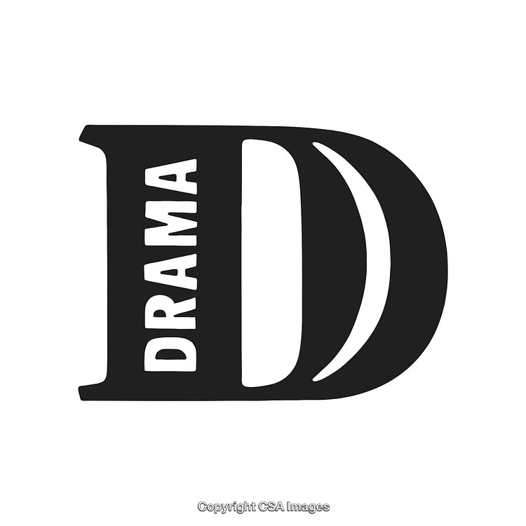 Bold Black Icon With Letter D and Drama Typography Design
