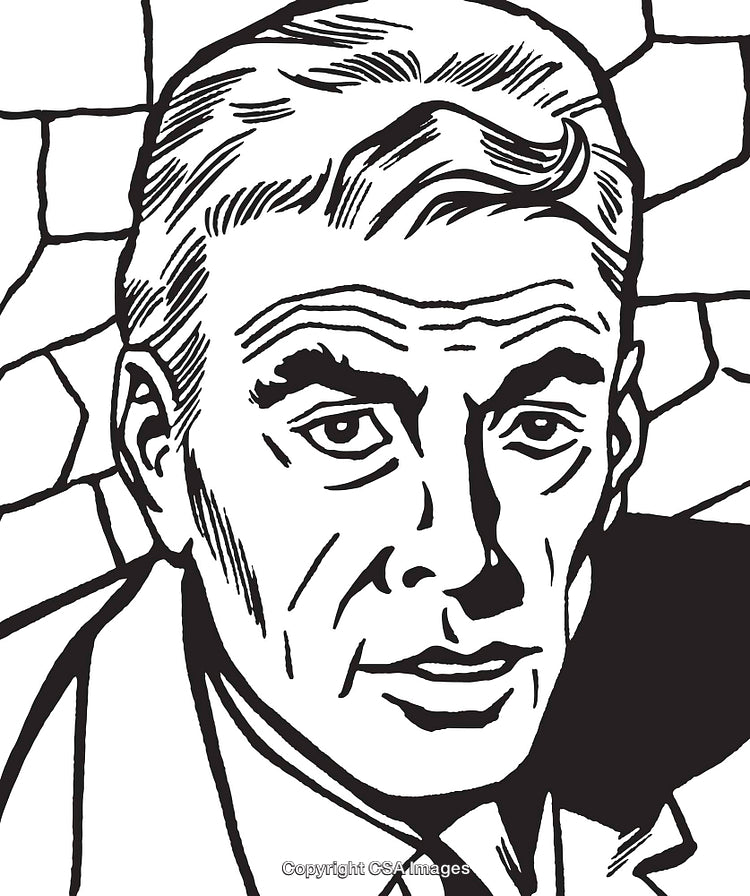Vintage Style Black and White Illustration of a Man’s Portrait