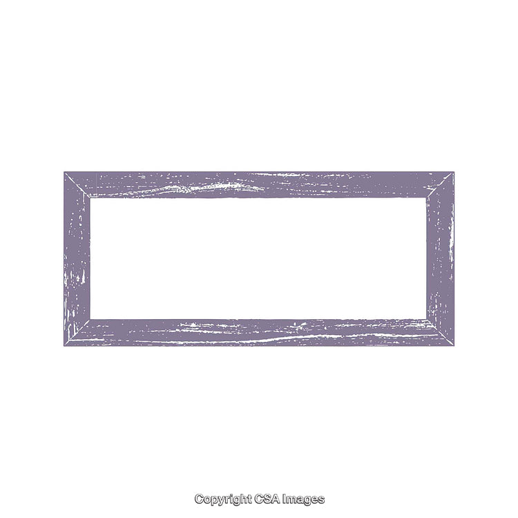 Rustic Rectangular Frame with Distressed Purple Wooden Texture on White Background