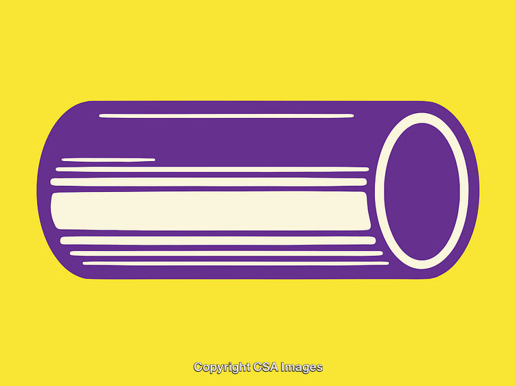 Colorful Line Art Illustration of a Violet Cylinder on Yellow Background