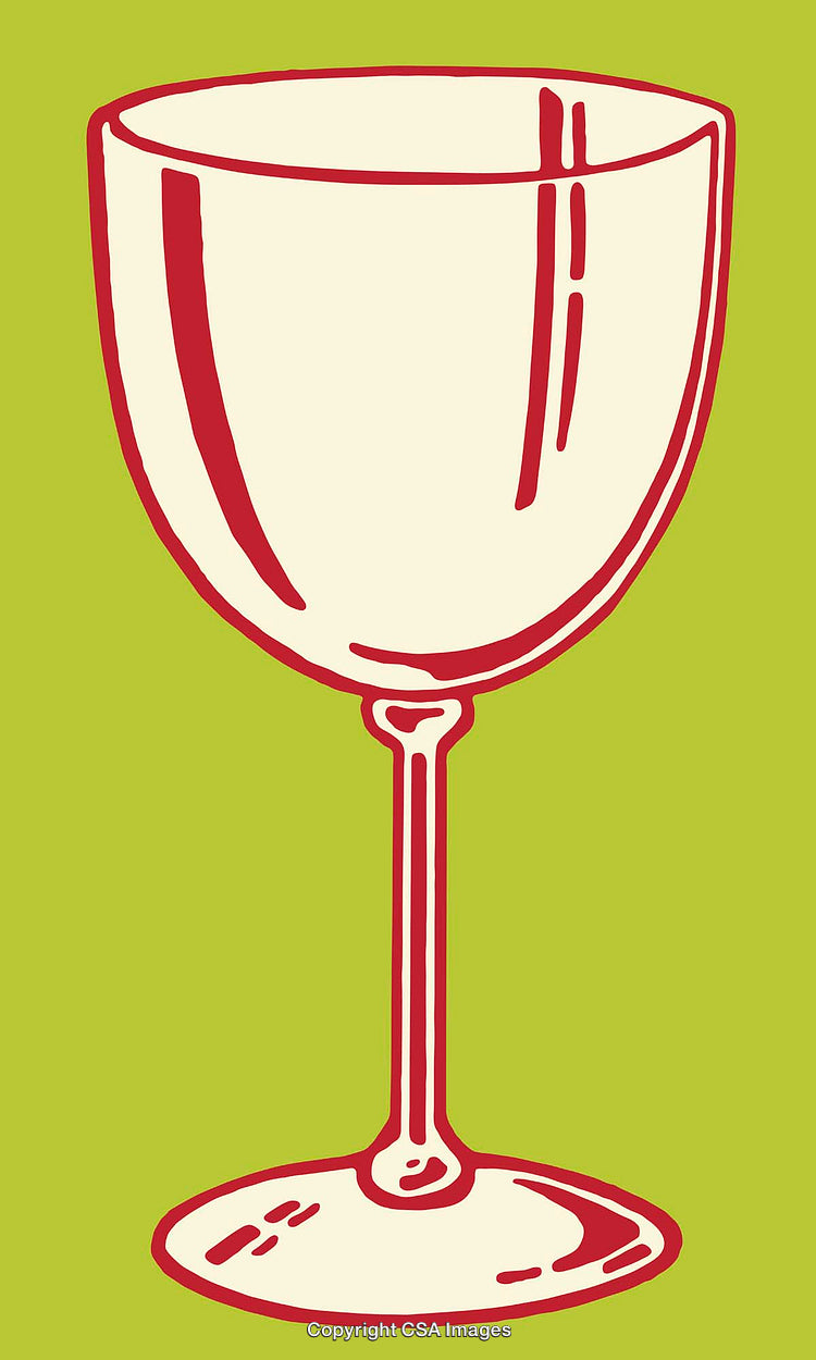 Minimalistic Line Art Illustration of a Wine Glass on Green Background