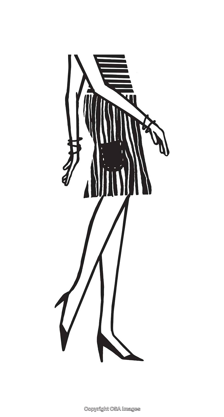Fashion Illustration Featuring a Stylish Outfit and High Heeled Shoes
