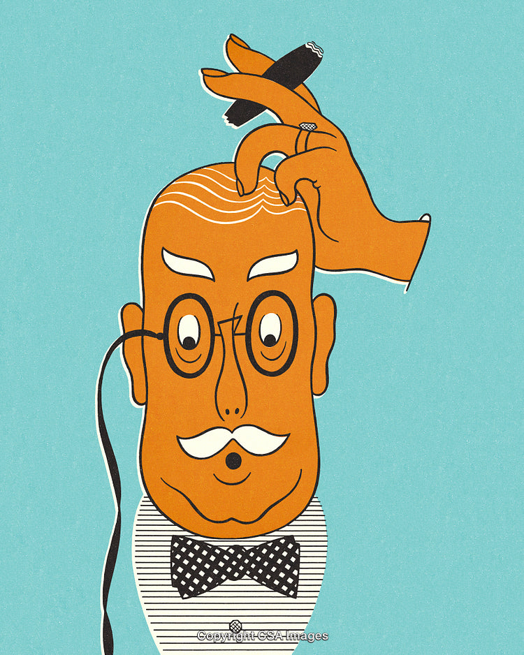Retro Styled Illustration of a Distinguished Gentleman With Monocle and Bow Tie