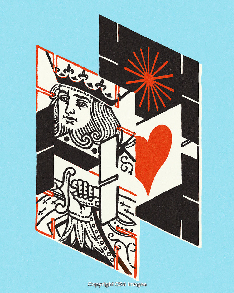 Abstract Illustrated Playing Card Design in Vibrant Contrasting Colors