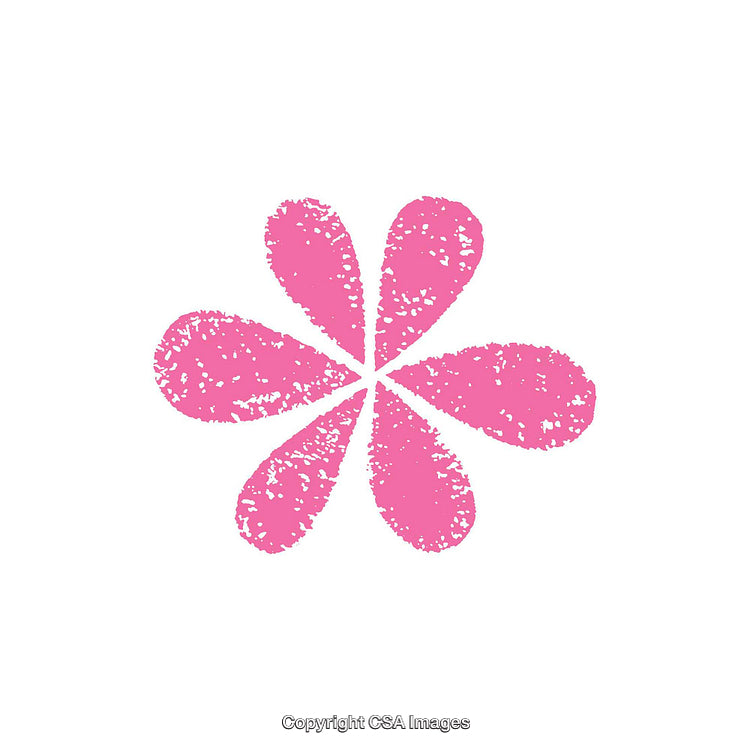 Pink Distressed Floral Shape with Six Textured Petals on White Background