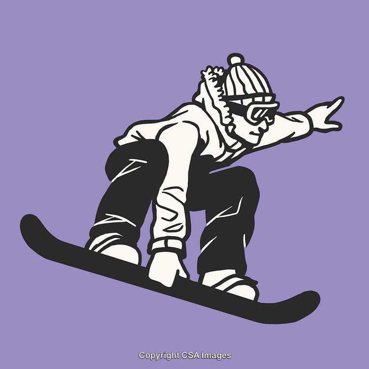 Winter Sports Snowboarding Line Art Design on Colored Background