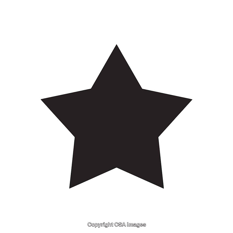 Black Solid Five-Pointed Star Shape on a White Background