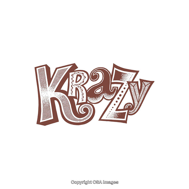 Artistic Lettering of the Word Krazy in a Playful Brown Font Style