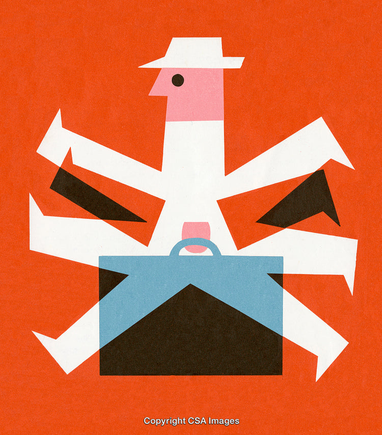 Abstract Illustration of Multifunctional Worker in Modern Graphic Design Style