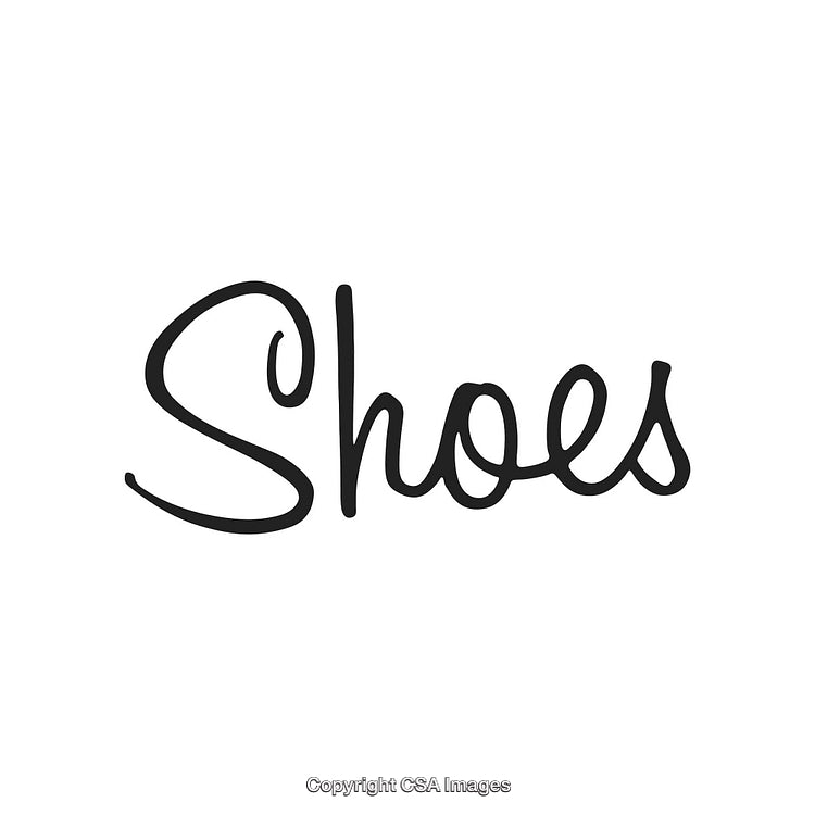 Stylized Handwritten Text Depicting the Word 'Shoes' on White Background
