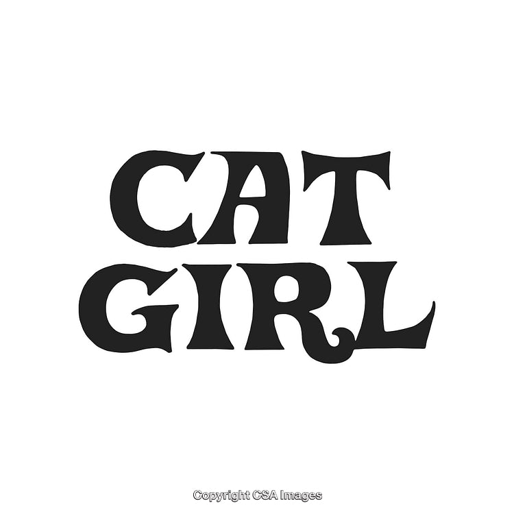 Stylized Black Text Logo Featuring the Words 'Cat Girl' in Bold Font