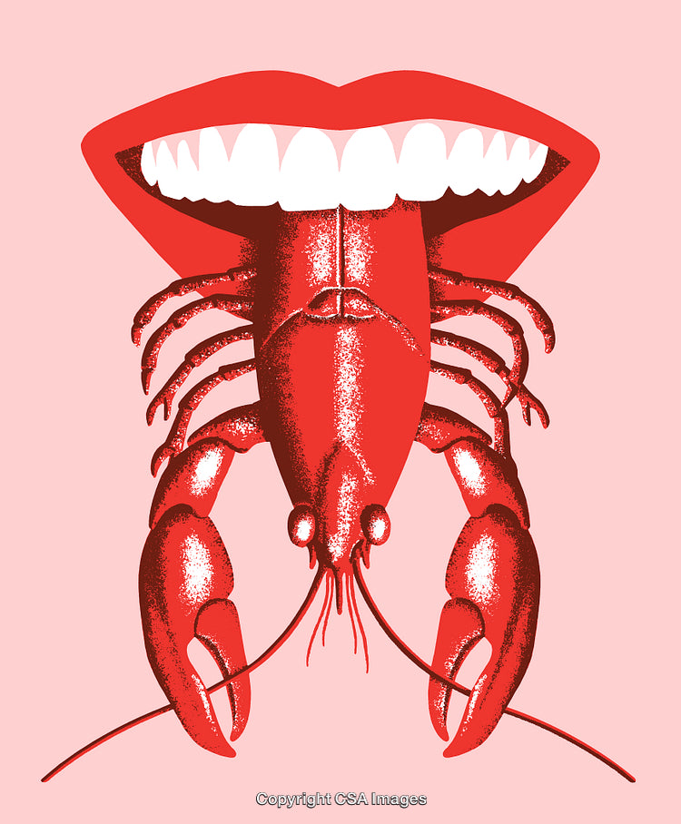 Creative Illustration of Lobster and Mouth with Surreal Themes