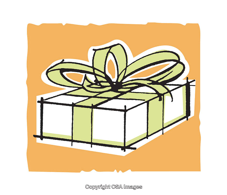 Stylized Illustration of a Gift Box with Bow on Colorful Background