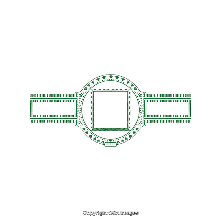Ornate Watch Face Illustration with Decorative Frame and Straps
