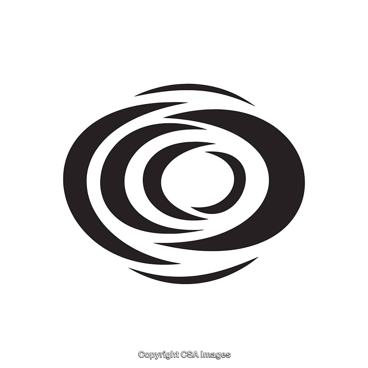 Black and White Abstract Circular Swirling Shape Dingbat Design