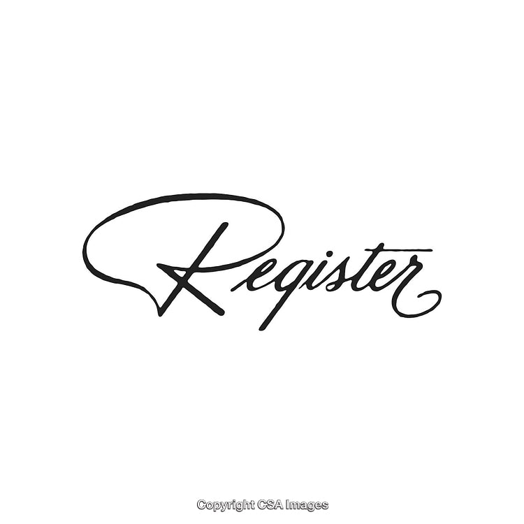 Elegant Handwritten Register Font Logo on White Background