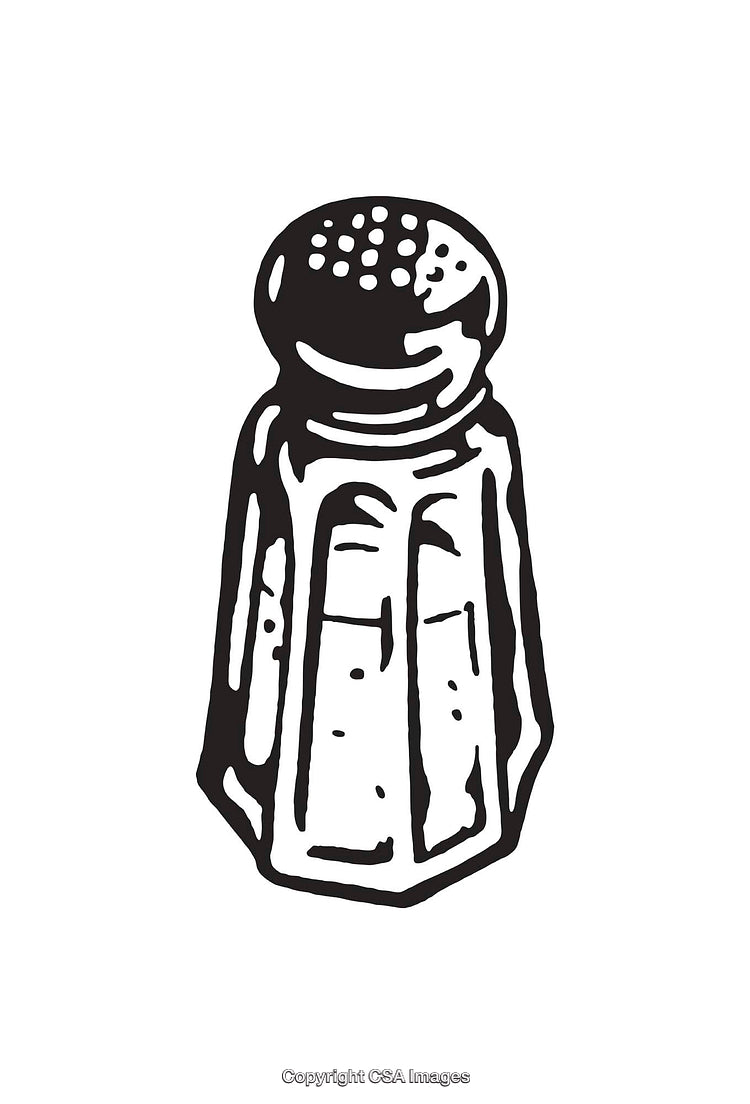 Black and White Line Art of a Classic Salt Shaker