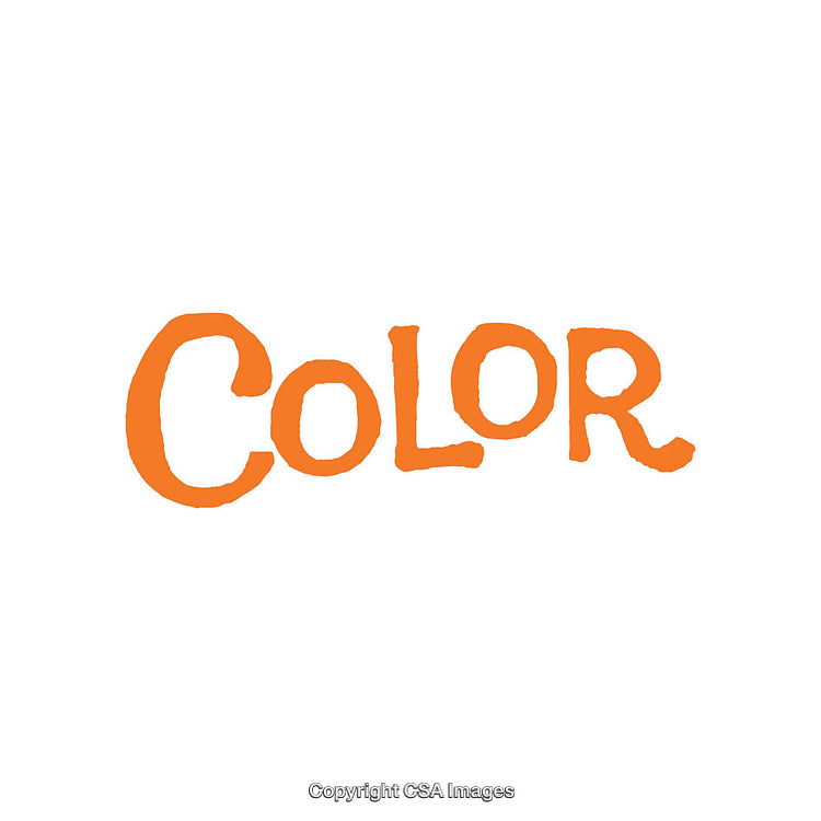 Handwritten Word 'Color' in Bold Orange Text on White Background
