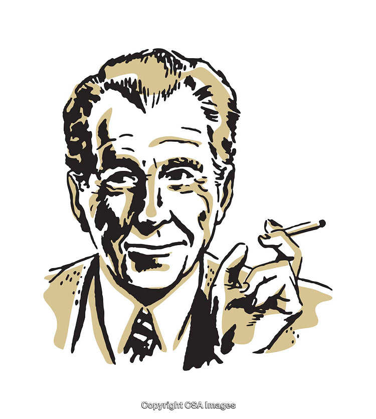 Retro Style Illustration of a Smiling Man Holding a Cigarette