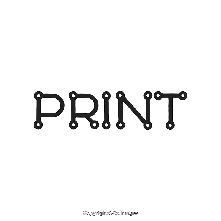 Stylized Print Typography Design With Circuit-Like Font on White Background