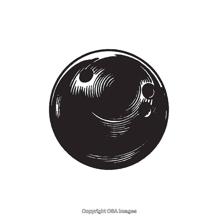 Black and White Line Art Illustration of Bowling Ball