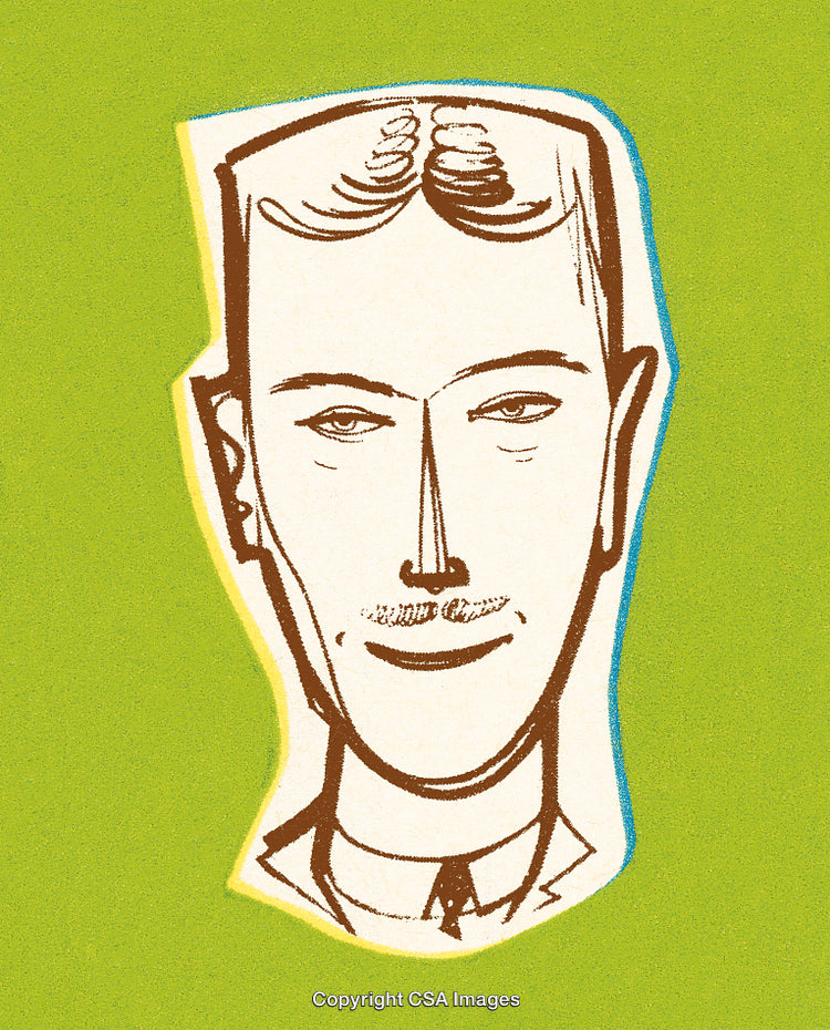 Hand-Drawn Male Portrait Illustration on Bright Green Background