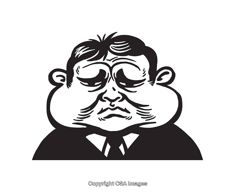 Black and White Cartoon of a Sad Expression in Line Art Style