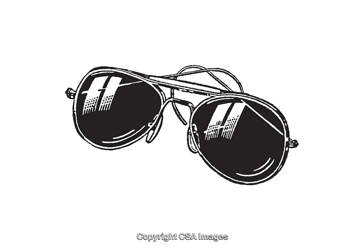 Black and White Line Art Illustration of Stylish Aviator Sunglasses