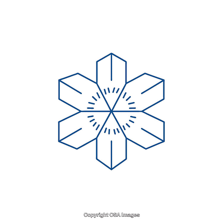 Geometric Blue Snowflake Design with Abstract Lines and Symmetry
