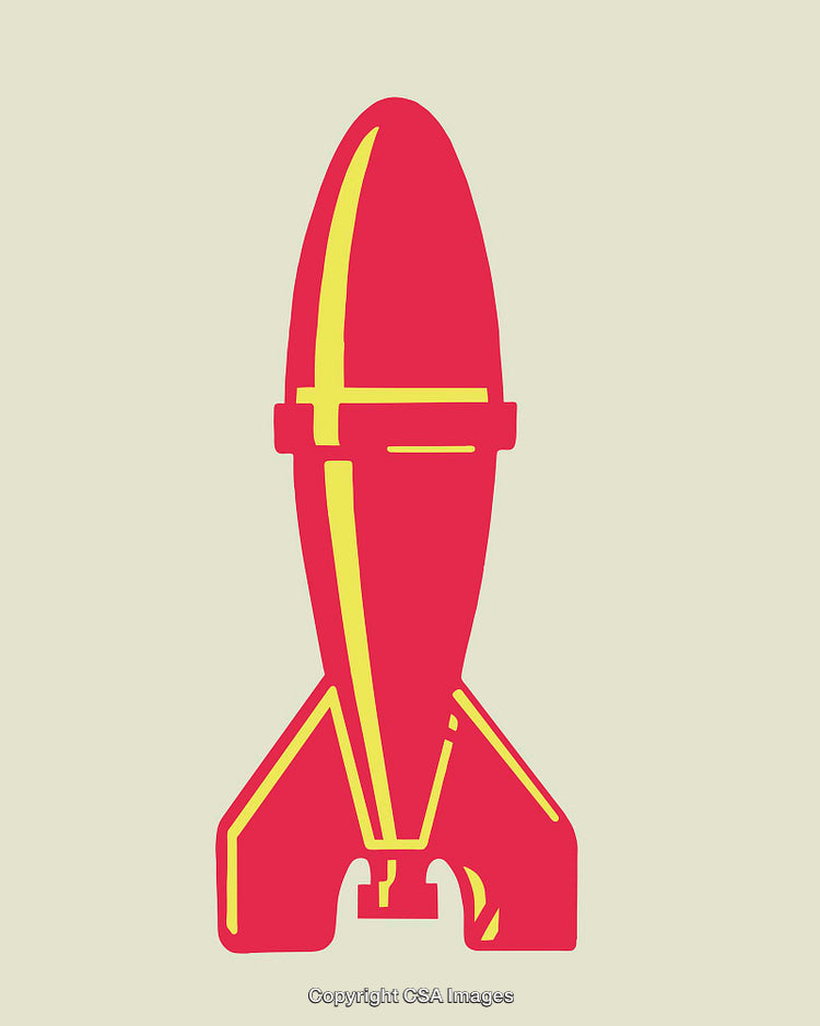 Simple Vibrant Rocket Illustration in Retro Pop Art Style