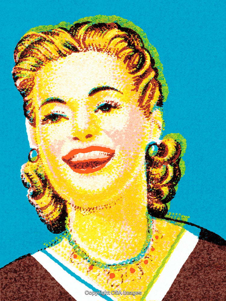 Retro Pop Art Illustration of a Smiling Woman With Blonde Hair