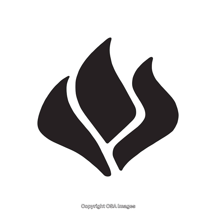 Minimalist Black Flame Icon Design on White Background