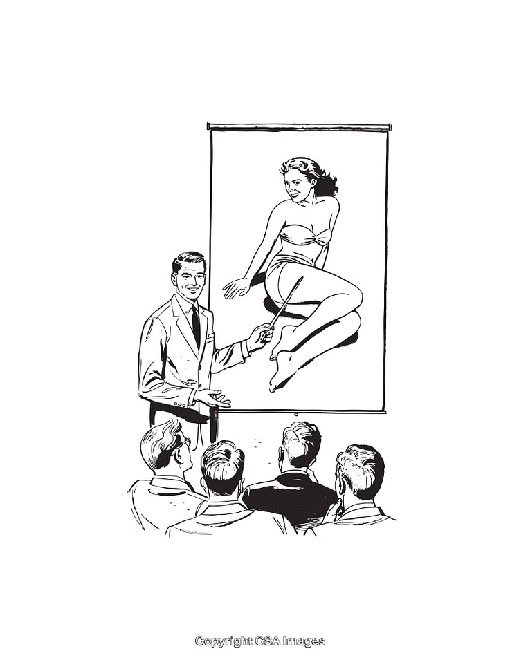 Vintage Presentation Scene Featuring a Retro Illustration for Advertisement Insights