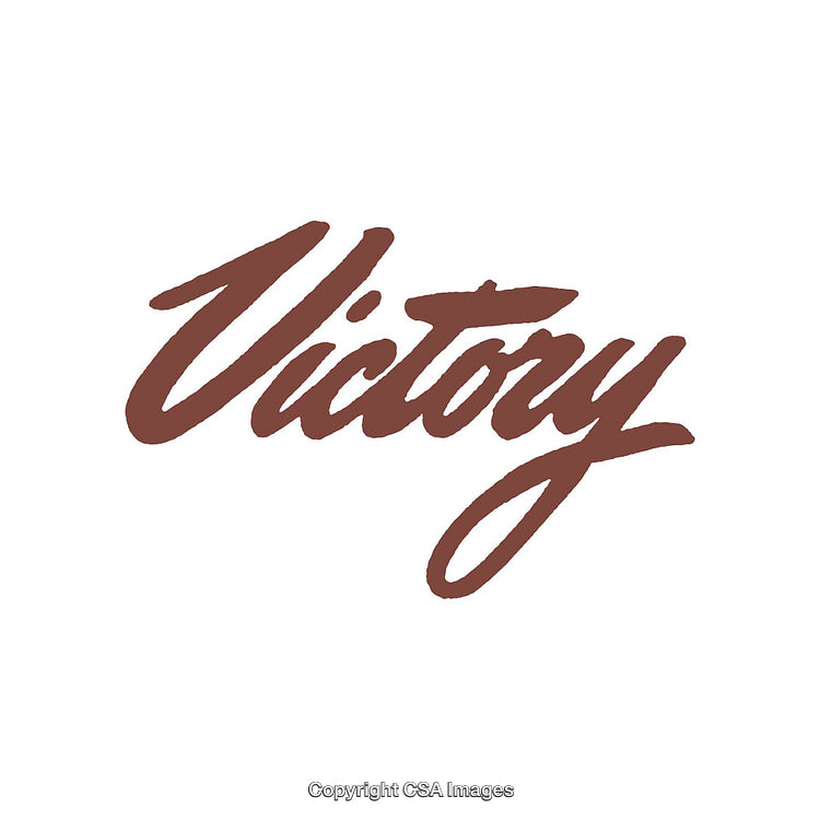 Elegant Script Typography Highlighting the Word "Victory" in Bold Brown Ink