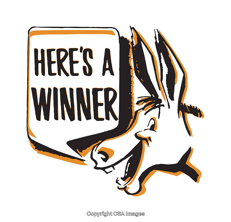 Illustrated Donkey With Winning Message Frame for Motivational Theme