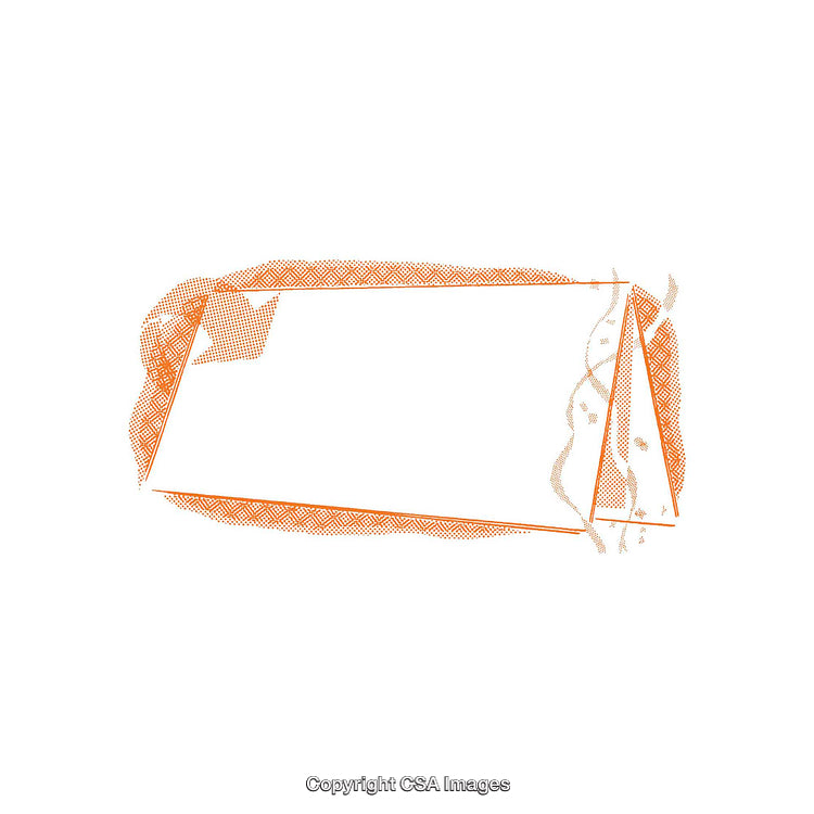 Abstract Geometric Frame with Orange Texture and Decorative Patterns