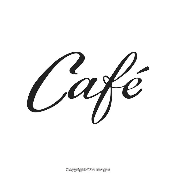 Elegant Typography of the Word 'Café' in Stylish Black Script on White