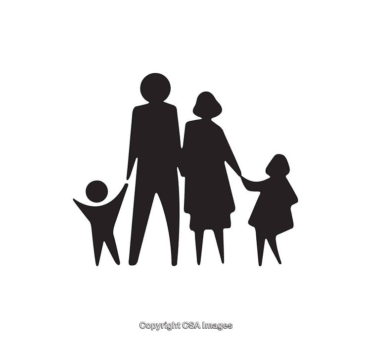 Simple Black Silhouette Icon of a Family Holding Hands