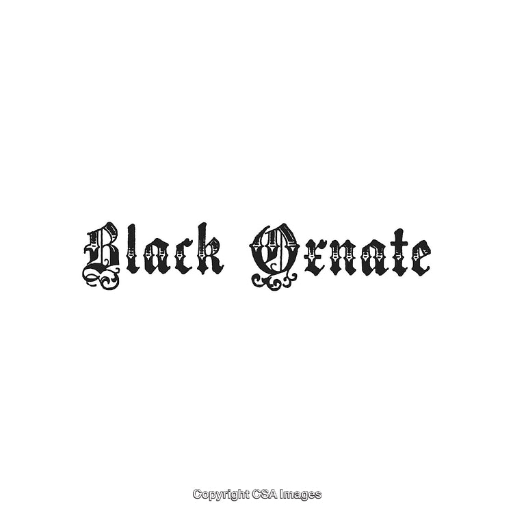 Elegant Blackletter Typeface Featuring Ornamental Details on a White Background