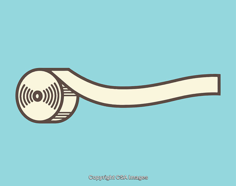 Minimalist Illustration of Toilet Paper Roll on Light Blue Background