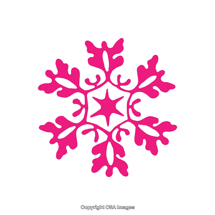 Pink Stylized Snowflake Icon with Intricate Symmetrical Design