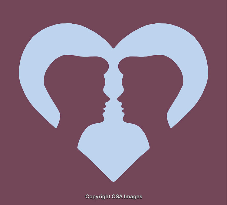 Conceptual Image of Two Faces Forming a Heart Symbol