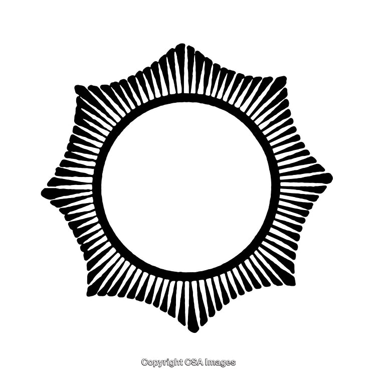 Black and White Decorative Frame With Symmetrical Radiating Lines