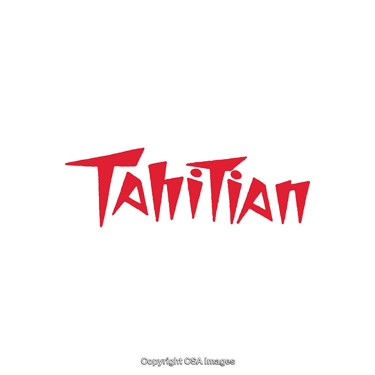 Dynamic Tahitian Font Design in Bold Red Text on White
