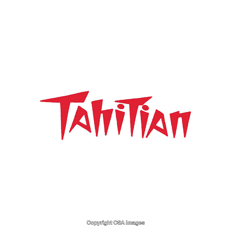Dynamic Tahitian Font Design in Bold Red Text on White