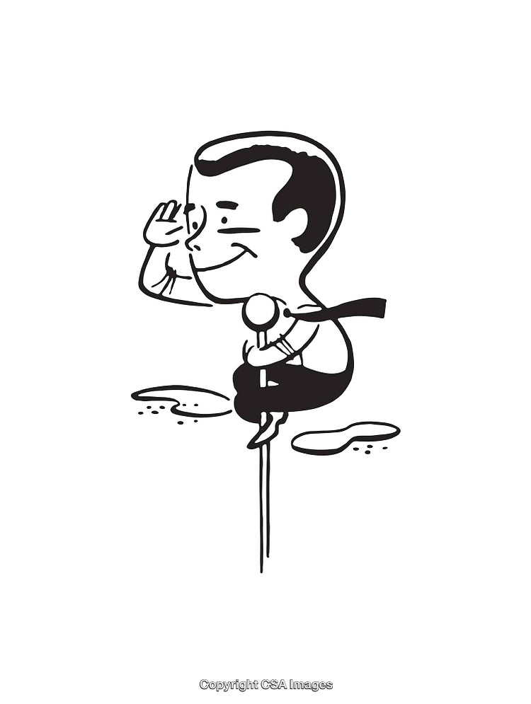 Black and White Line Art Illustration Depicting a Thoughtful Individual