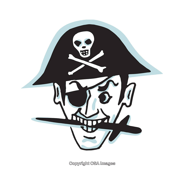 Playful Illustration of a Cartoon Pirate with Skull and Crossbones Hat