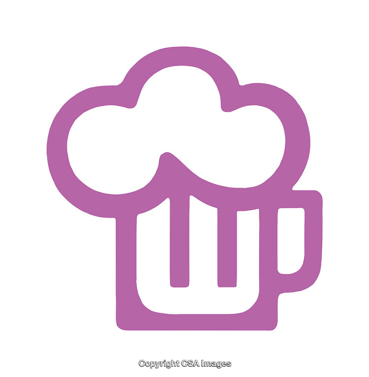 Creative Icon of Beer Mug with Foam, Purple Outline Design